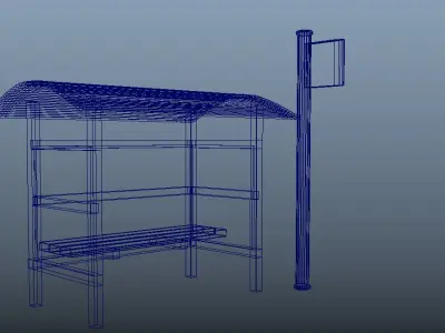 Low poly bus stop Free 3D model