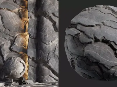 H105 Rock Cliff - PBR - 4K - Seamless - SBSAR Texture
