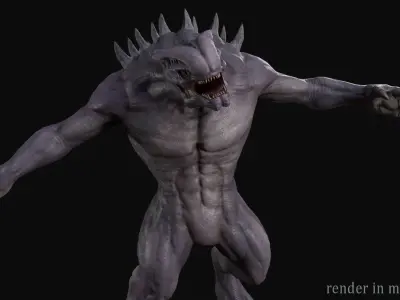 Large alien monster Low-poly 3D model