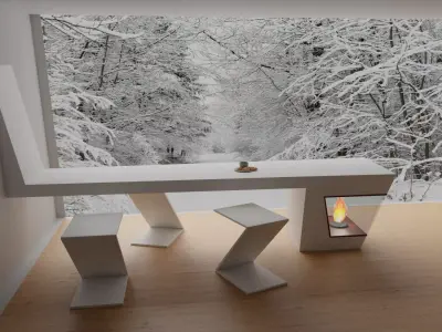 Window with winter view HD Free 3D model