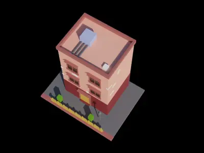 Free Low poly building Free low-poly 3D model
