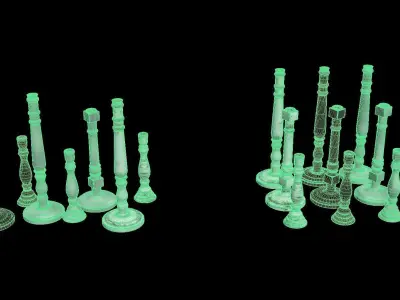 Candlesticks -  3 Size and Shape Variations AND 3 Texture Sets Low-poly 3D model