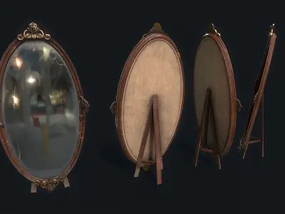 Antique Floor Mirror Low-poly 3D model