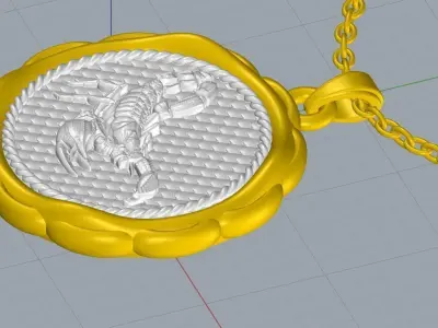 SCORPIO ZODIAC SIGN GOLD NECKLACE DESIGN 3D print model
