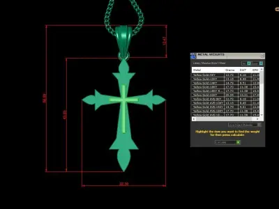 Light Gold 18K Cross Pendant 2CP021 3D print model