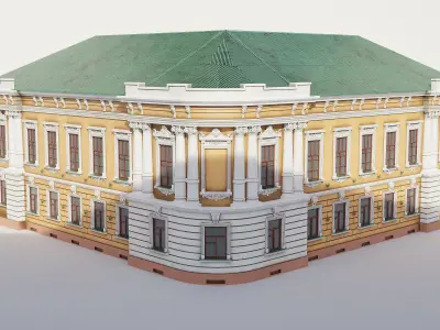 Old building Low-poly 3D model 2