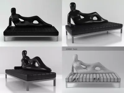 Divina sculpture of woman laying on bed 3D model