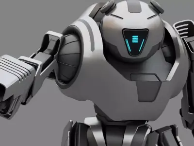 Combat Droid Panda rigged- animated character 3D model