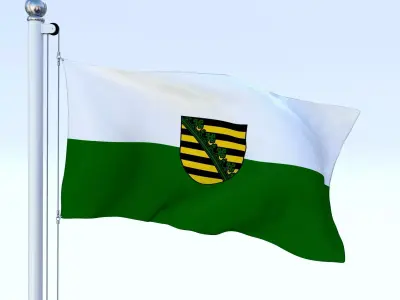 Animated Saxony German State Flag Low-poly 3D model