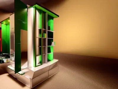 wardrobe and bed design 2 green and white  3D model