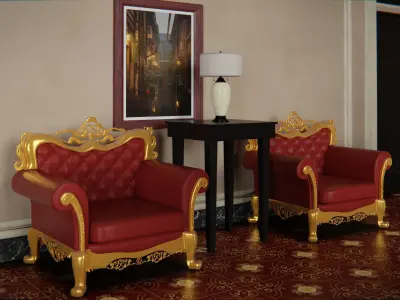 Hotel Corridor 3d Scene Low-poly 3D model