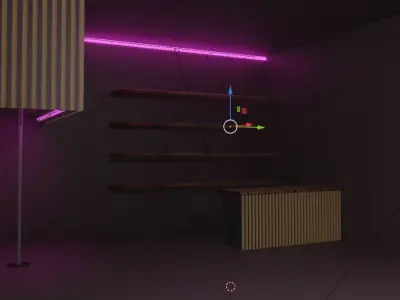 Strip-tease Bar Club With Pole Dance and Neon Light  Free low-poly 3D model