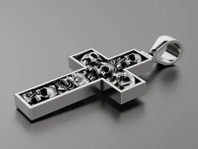 Cross with skulls light version 3D print model