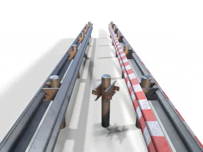 Modular Highway Fencing Low-poly 3D model