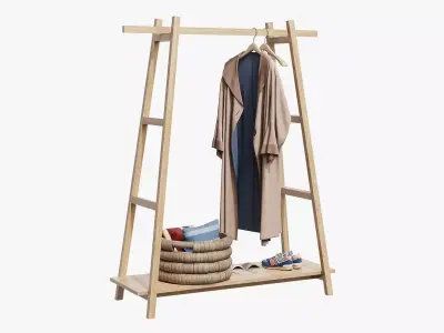 Uyen Ladder Rack with Coat 3D model