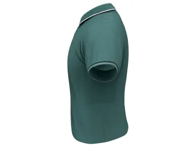 Men Green Polo Neck Shirt Low-poly 3D model