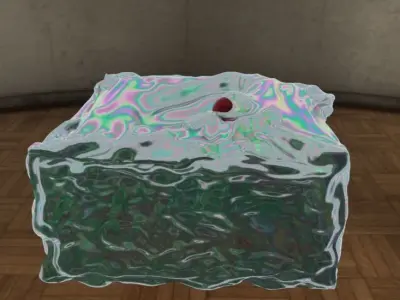 Octane C4D Iridescent Glass Textured Liquid Dynamic Cube Free 3D model