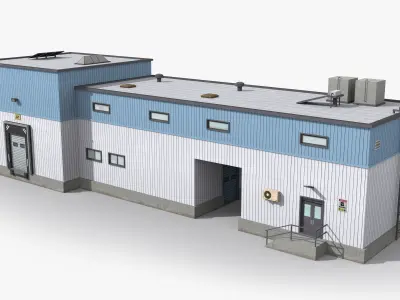Factory x3 Low-poly 3D model