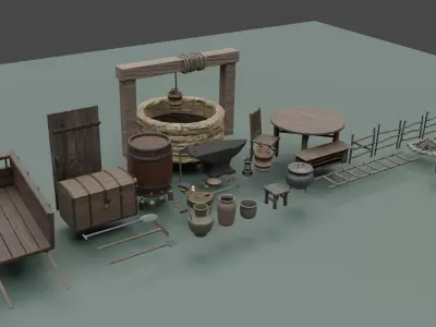 Medieval 51 Item Pack Detailed Free 3D model