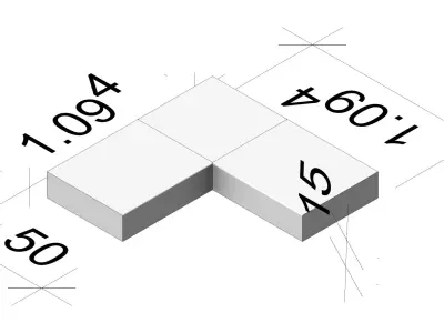 Modular Block Step System PRO Straight L Corner and Radius Modul 3D model