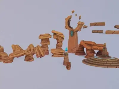 Hand drawn stylized stone Low-poly 3D model