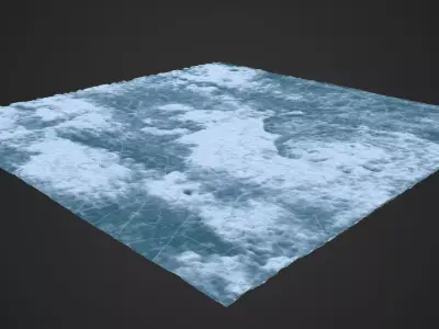 Ice ground material Low-poly 3D model