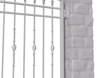 Entrance Driveway Iron Gates Fence 3D model