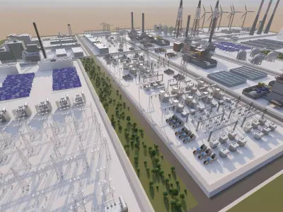 Power plant-Industrial power plant-Power generation Station 3D model