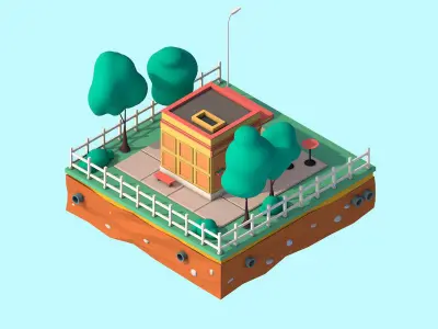 Cartoon Low Poly Street Tray 3D model