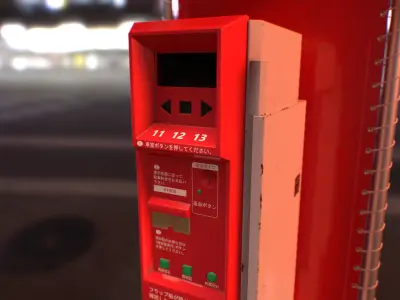 Japanese Parking Meter - PBR Game Ready Low-poly 3D model