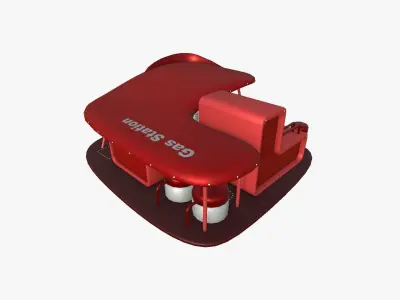 SciFi Gas Station A05 Red - Sci Fi Exterior Design Low-poly 3D model