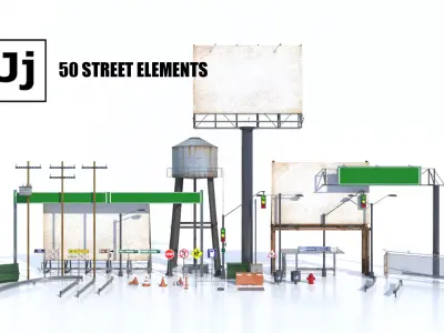 Street Elements Package JJ Low-poly 3D model