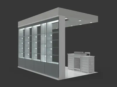 Concession stand kiosk shop 3D model