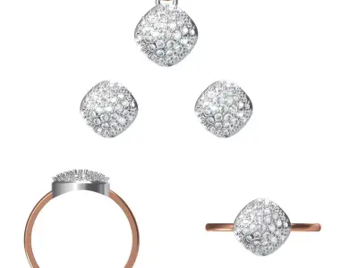 Light wt Ring Earrings Pendant set 3dm stl 1-render details 3D print model