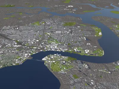 Jacksonville 50x50km City Map Model 3D model