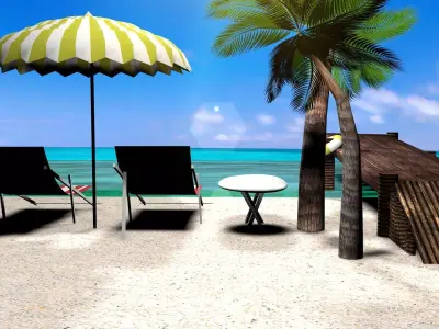 3D Model of Beach  Low-poly 3D model