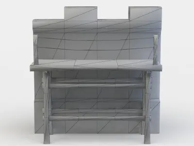 Masonry wall with wooden platform Low-poly 3D model