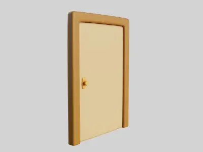 Cartoon Door 1a Low-poly 3D model