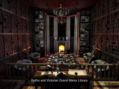 Gothic Fantasy Victorian Library Collection 3D Model Pack