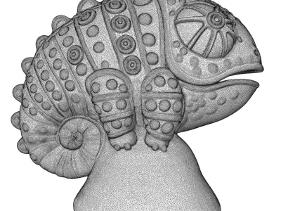 Stone Chameleon Statue Low-poly 3D model