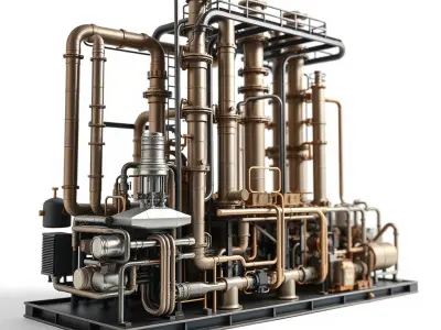 Industrial Refinery Pipes and Equipment Model Pack Low-poly 3D model