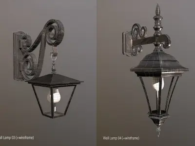 Outdoor Lamps Package - Porch lights Low-poly 3D model