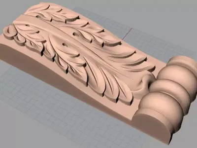 Door Post flower 3D STL Model for CNC Router Carving 950 3D model