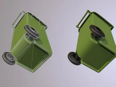 New Green Recycle bin Low-poly 3D model