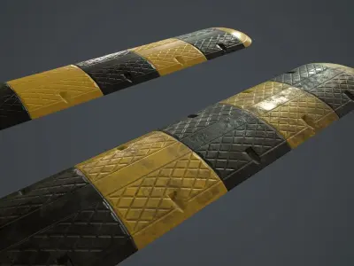 Traffic Speed Bump PBR Game Ready Low-poly 3D model