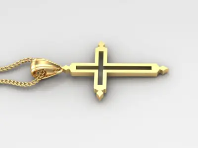High Cross Pendant Light Gold 18K 4CP054 3D print model