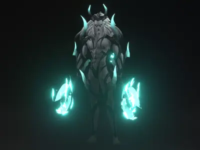 Daemon humanoid with glowing eyes Low-poly 3D model