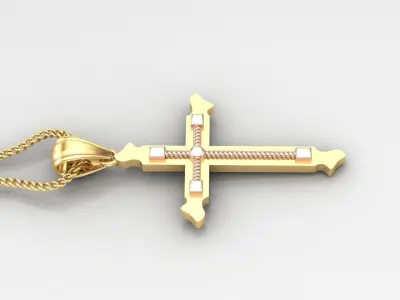 High Cross Pendant Light Gold 18K 4CP077 3D print model