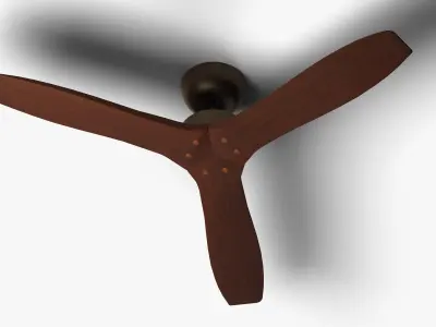 Wooden Ceiling Fan 3d Model Low Poly Low-poly 3D model