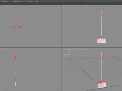 Cartoon broom Low-poly 3D model